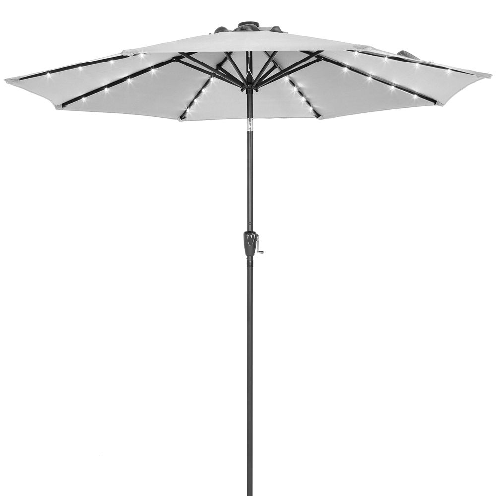 LED parasoll Miami aluminium Ø270cm - lys grå