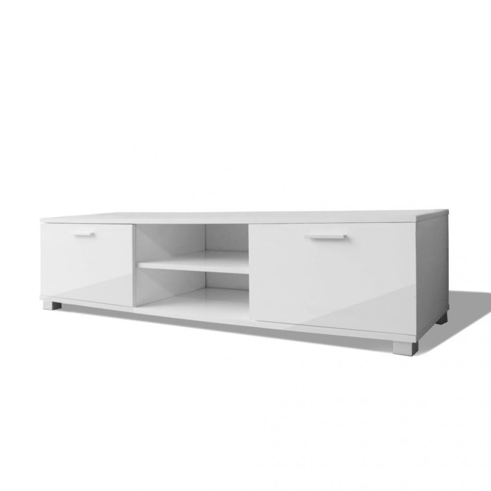 TV-benk høyglans hvit - 140 x 40,3 x 34,7 cm