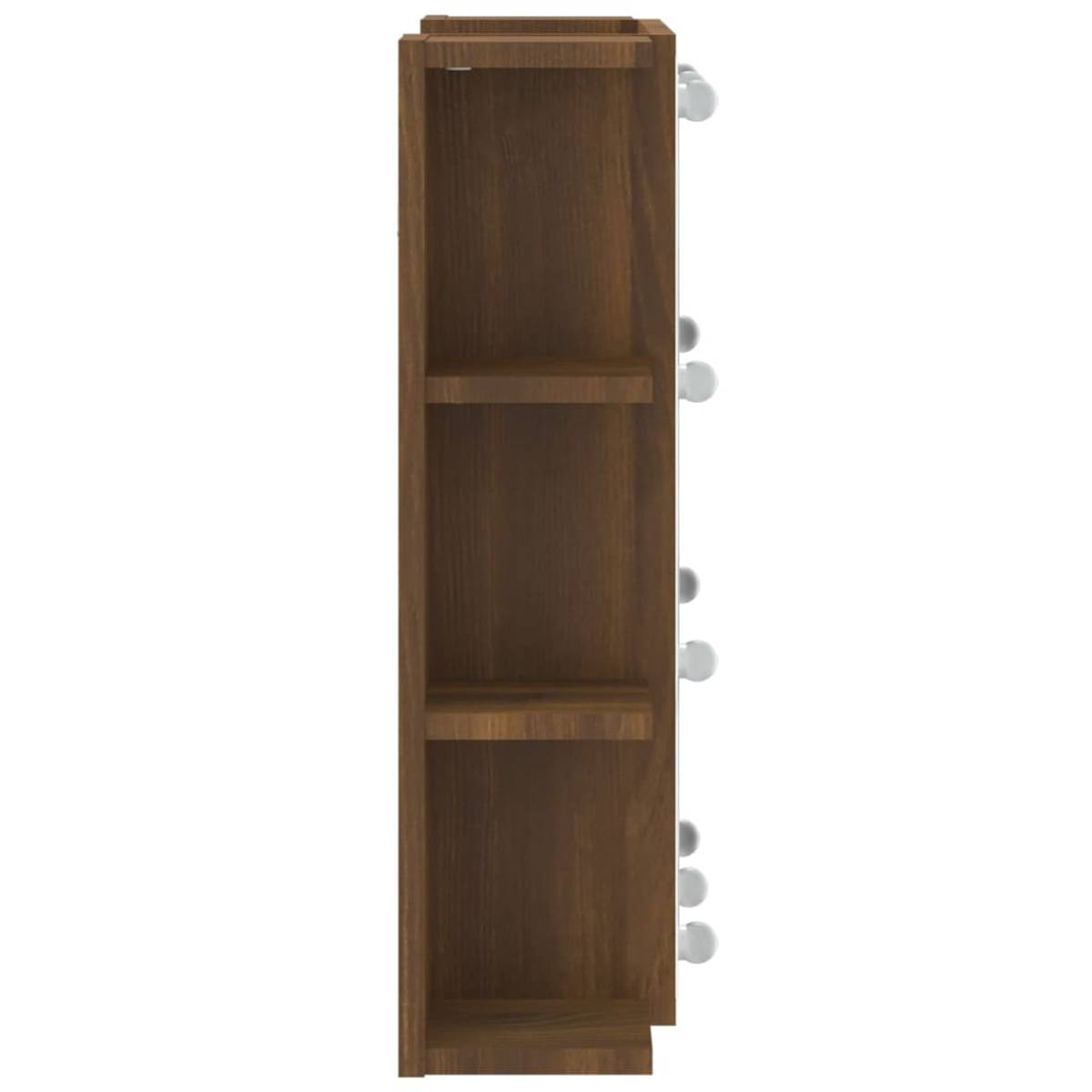 Speilskap med LED  70x16,5x60 cm - brun eik