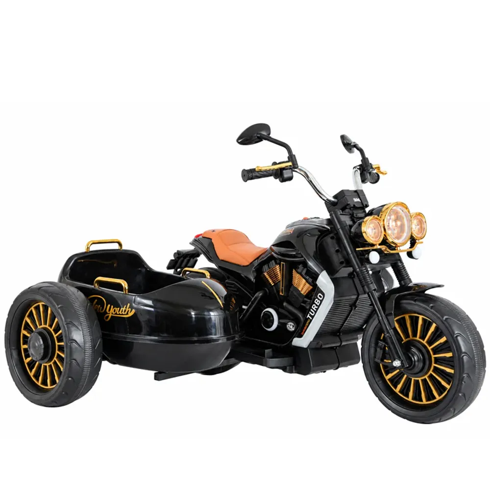 BJDL1588 Elektrisk motorsykkel med sidevogn for barn – 12V, 55W
