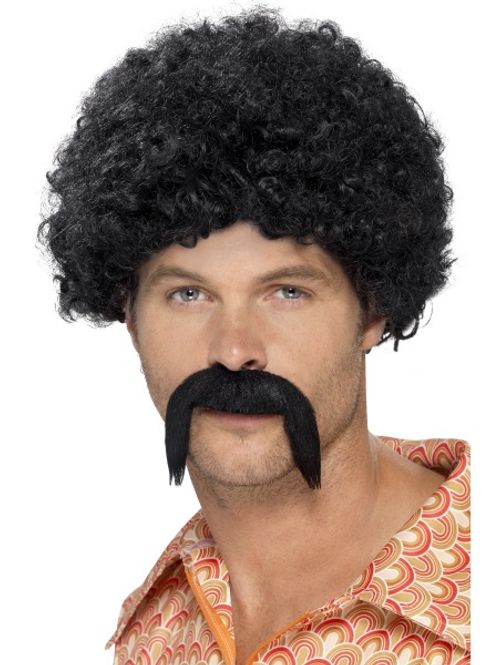 Hovedbilde 70's disco parykk og bart 