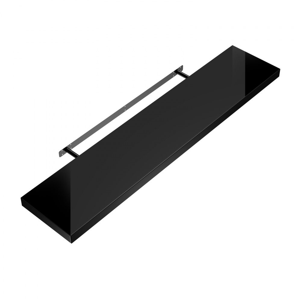Vegghylle 70 cm - høyglans sort