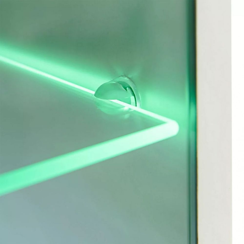 TV-møbel med skap og LED-lys 5 deler hvit