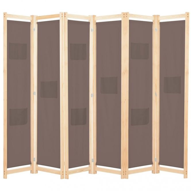 Hovedbilde Romdeler 6 paneler  240x170x4 cm - stoff brun