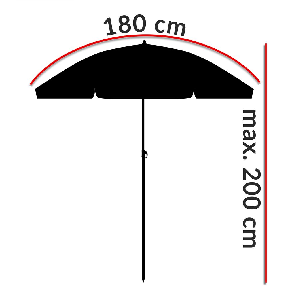 Strandparasoll KYPROS 180cm med vippefunksjon - blå/hvit