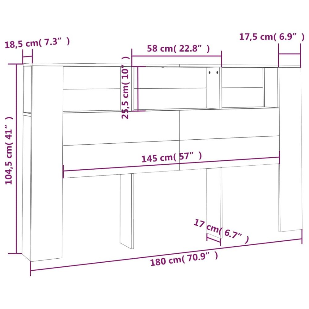 Sengegavlskap brun eik 180x18,5x104,5 cm