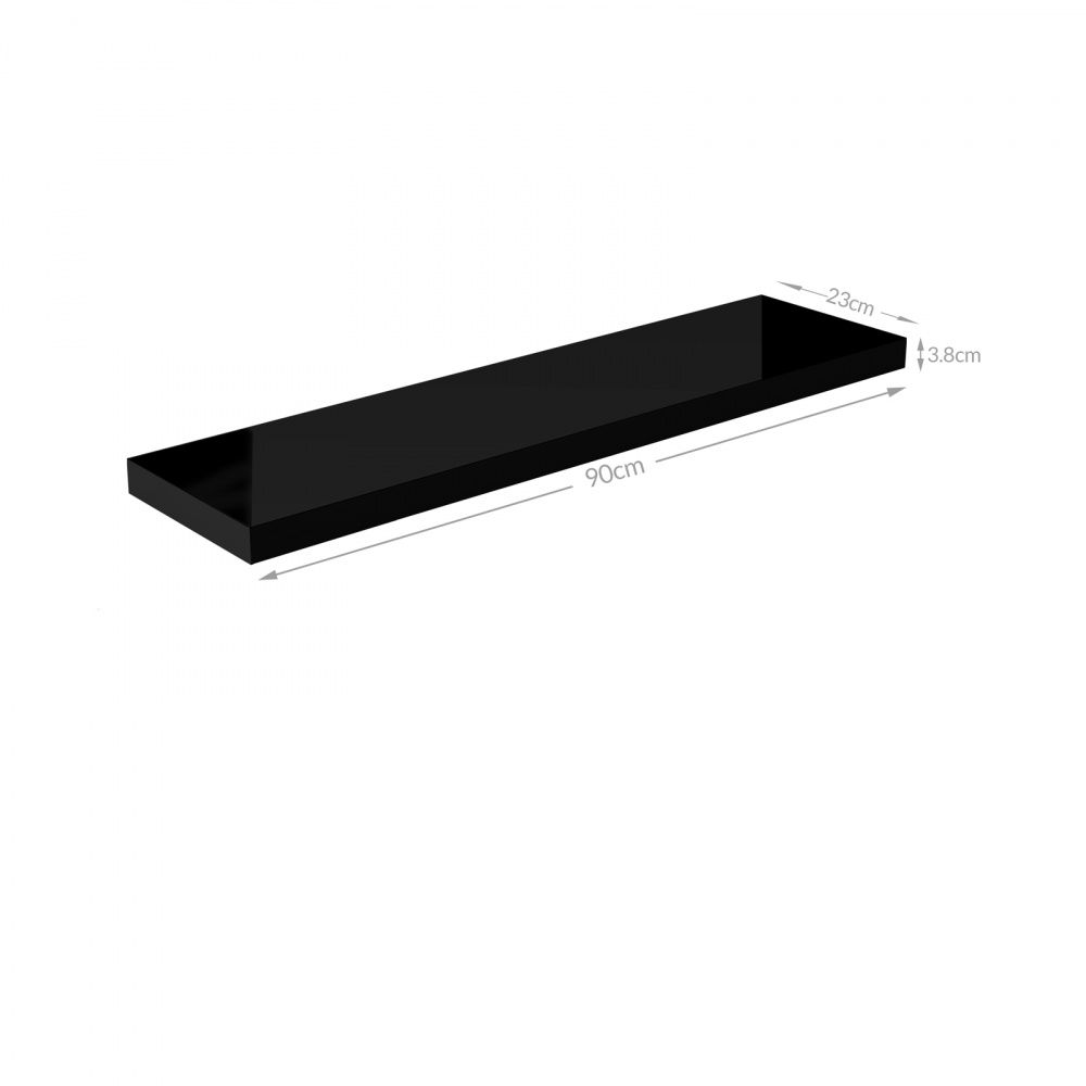 Vegghylle 90 cm høyglans - sort