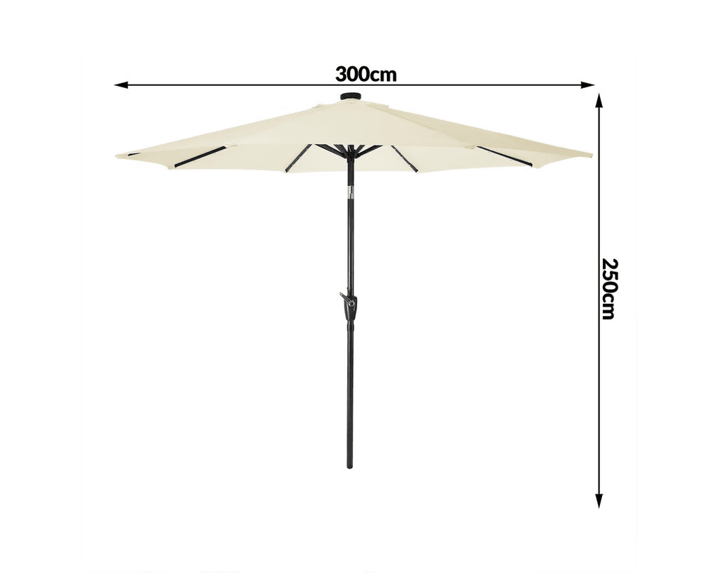 LED lys Parasoll - Florida 300cm - krem