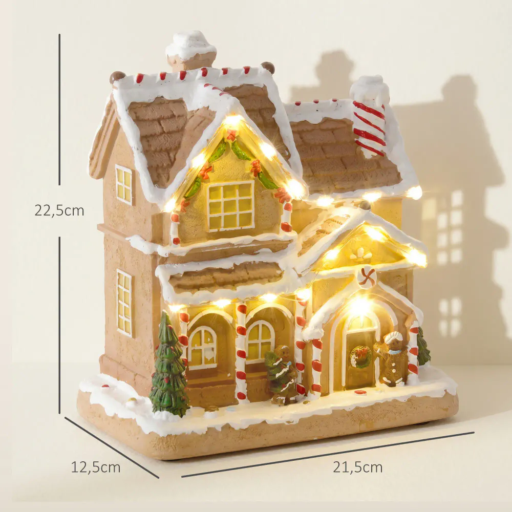 Pepperkakehus med LED-lys og musikk - juledekorasjon