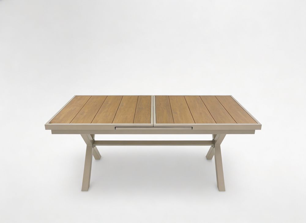Aluminium hagebord uttrekkbart 180/240 × 90 × 76 cm, beige