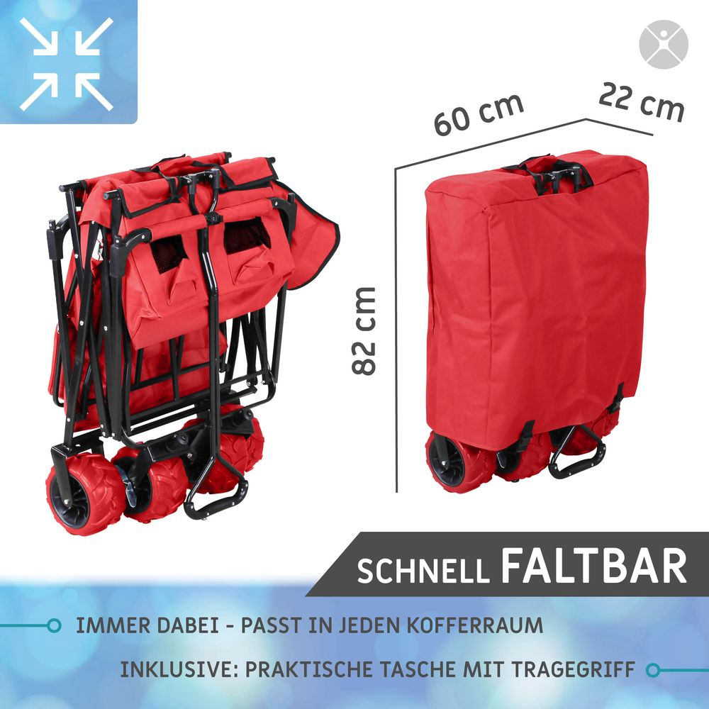 Sammenleggbar tralle MB-10 med brems, tak, brede PU dekk