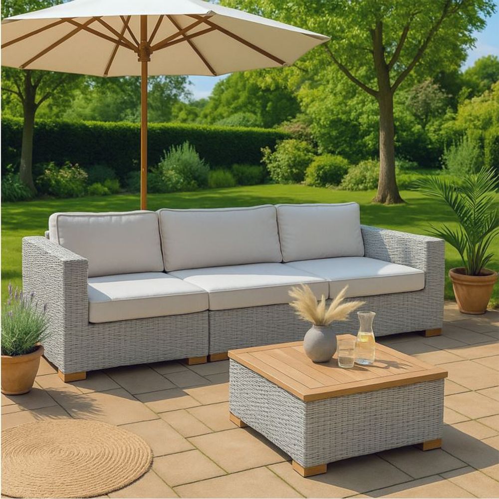Garland Havanna 4-delt polyrattan loungesett hvit/grå
