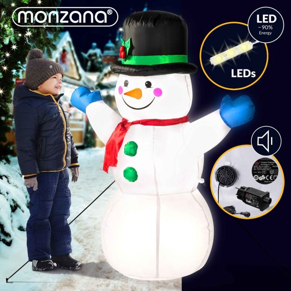 Oppblåsbar snømann XL med LED - 120cm