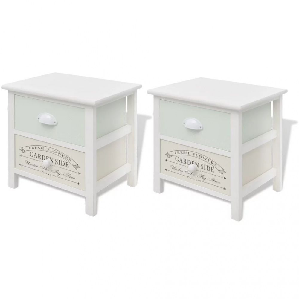 Shabby chick franske nattbord 2 stk tre