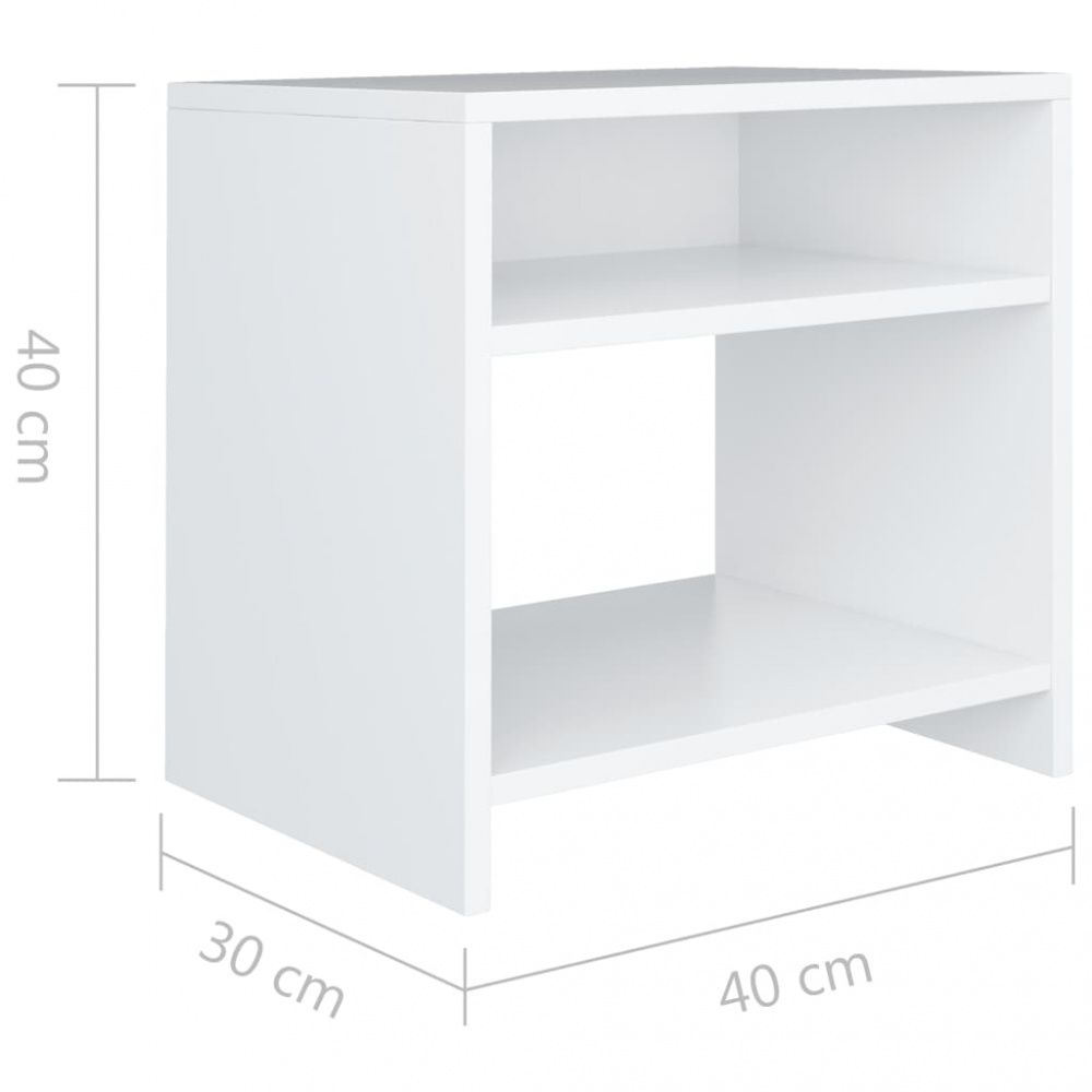 Nattbord 40x30x40 cm sponplate 2 stk - Hvit