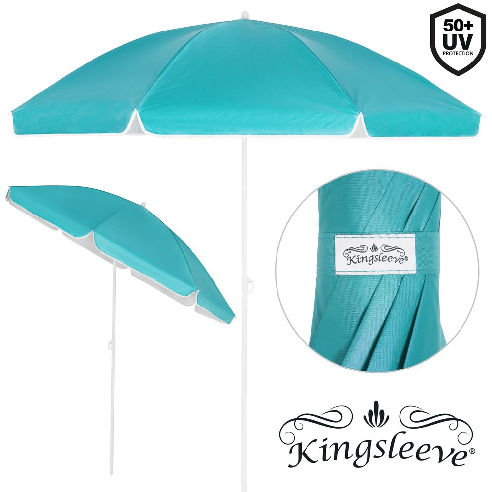 Strandparasoll KYPROS 180cm med vippefunksjon - turkis