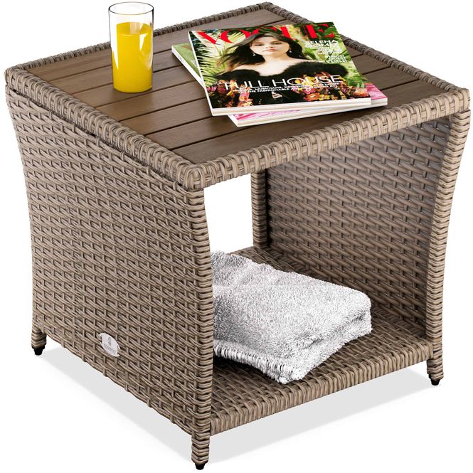 Hovedbilde Sidebord i polyrotting 45x45x40 cm - krem