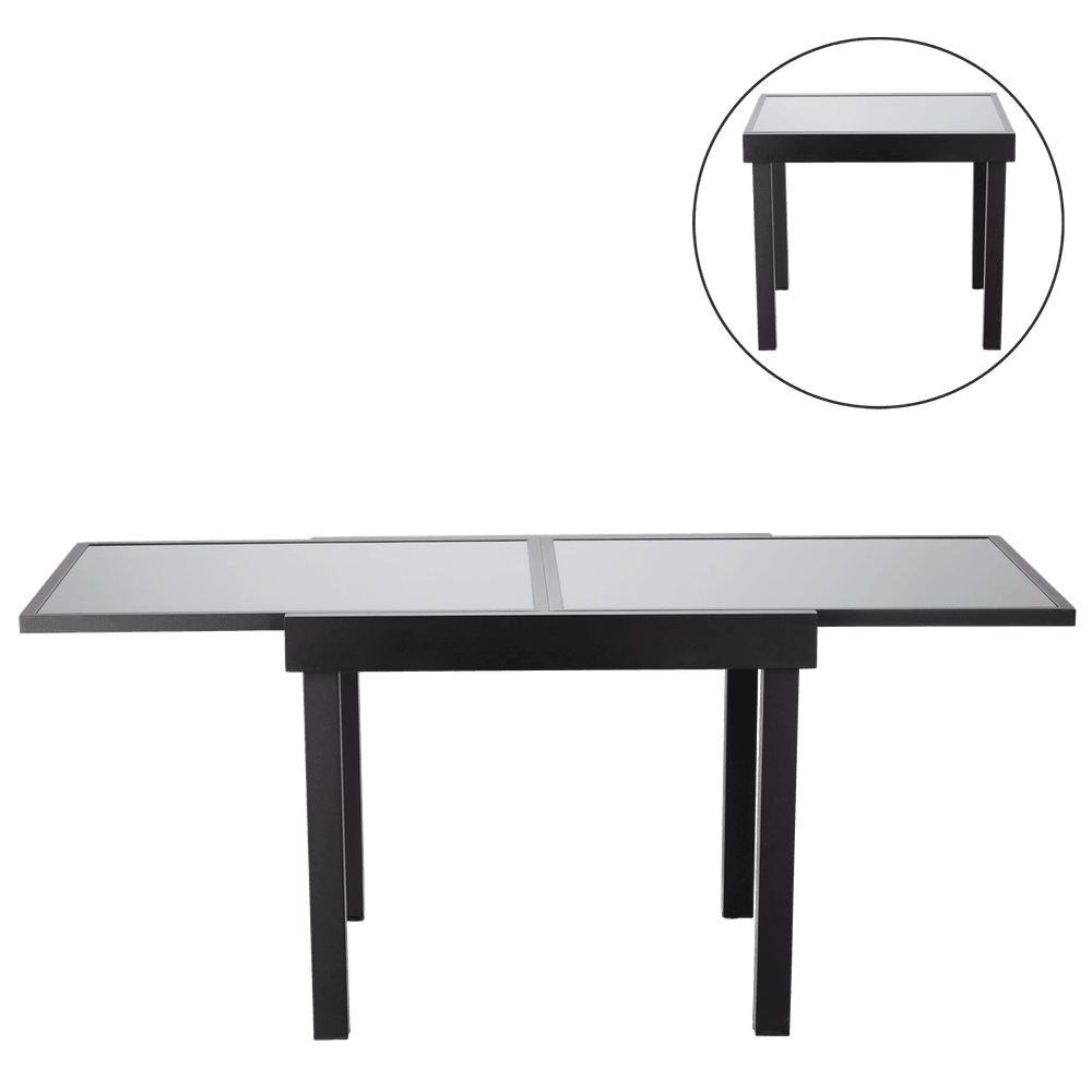 Uttrekkbart aluminium hagebord OLIVER 90/180 × 90 × 75,5 cm, grå