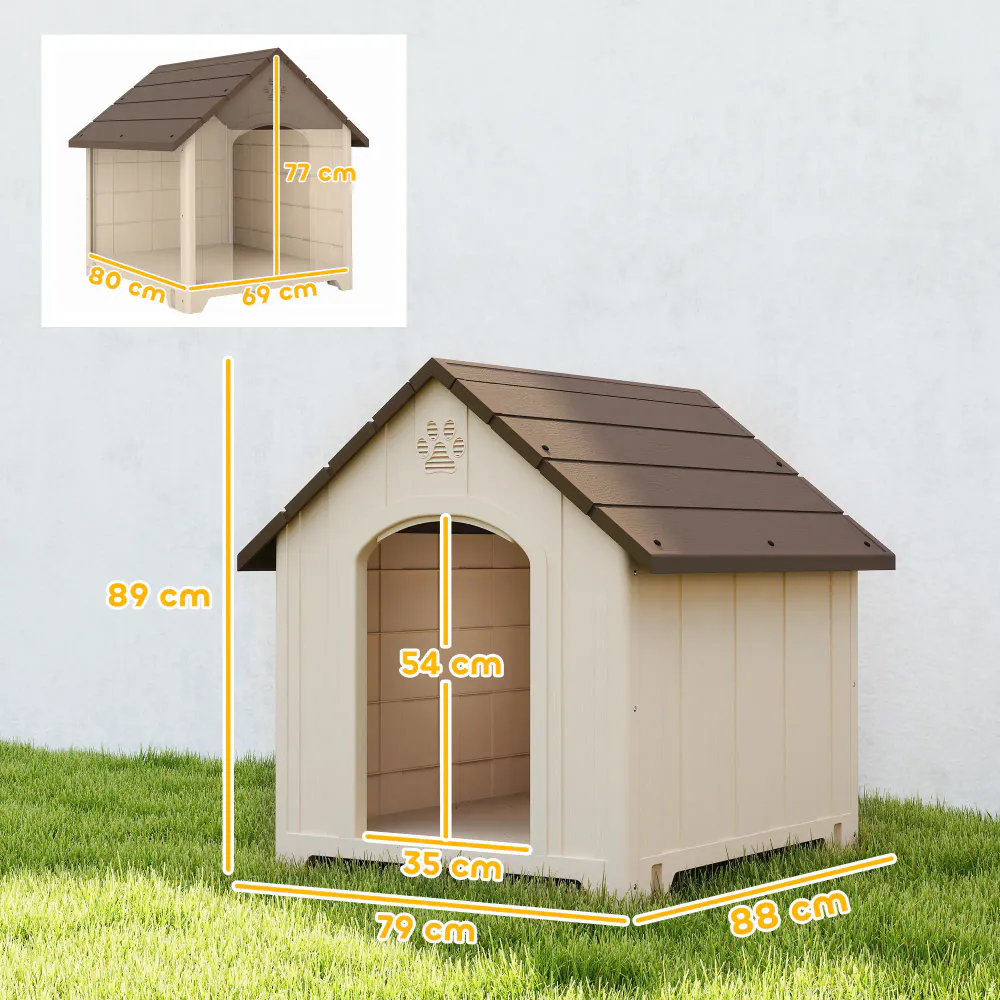 Værbestandig hundehus med hevet gulv – 88 × 79 cm