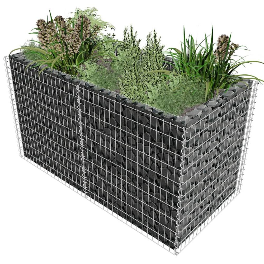 Gabion stålpotte 180x90x100 cm sølv
