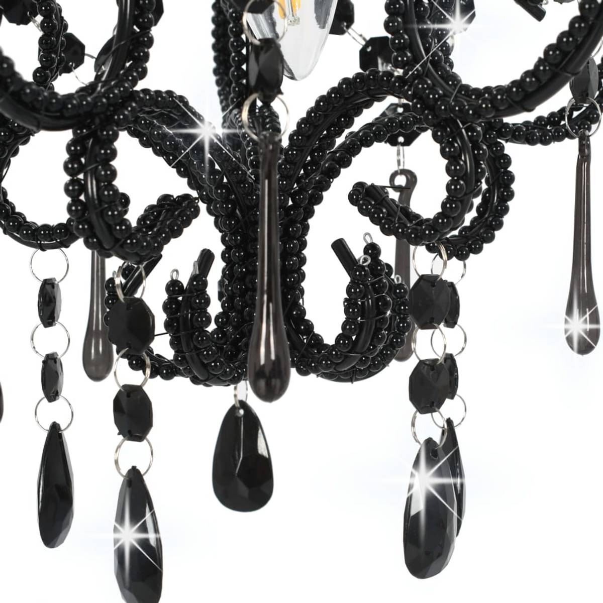 Taklampe med perler rund E14 - sort