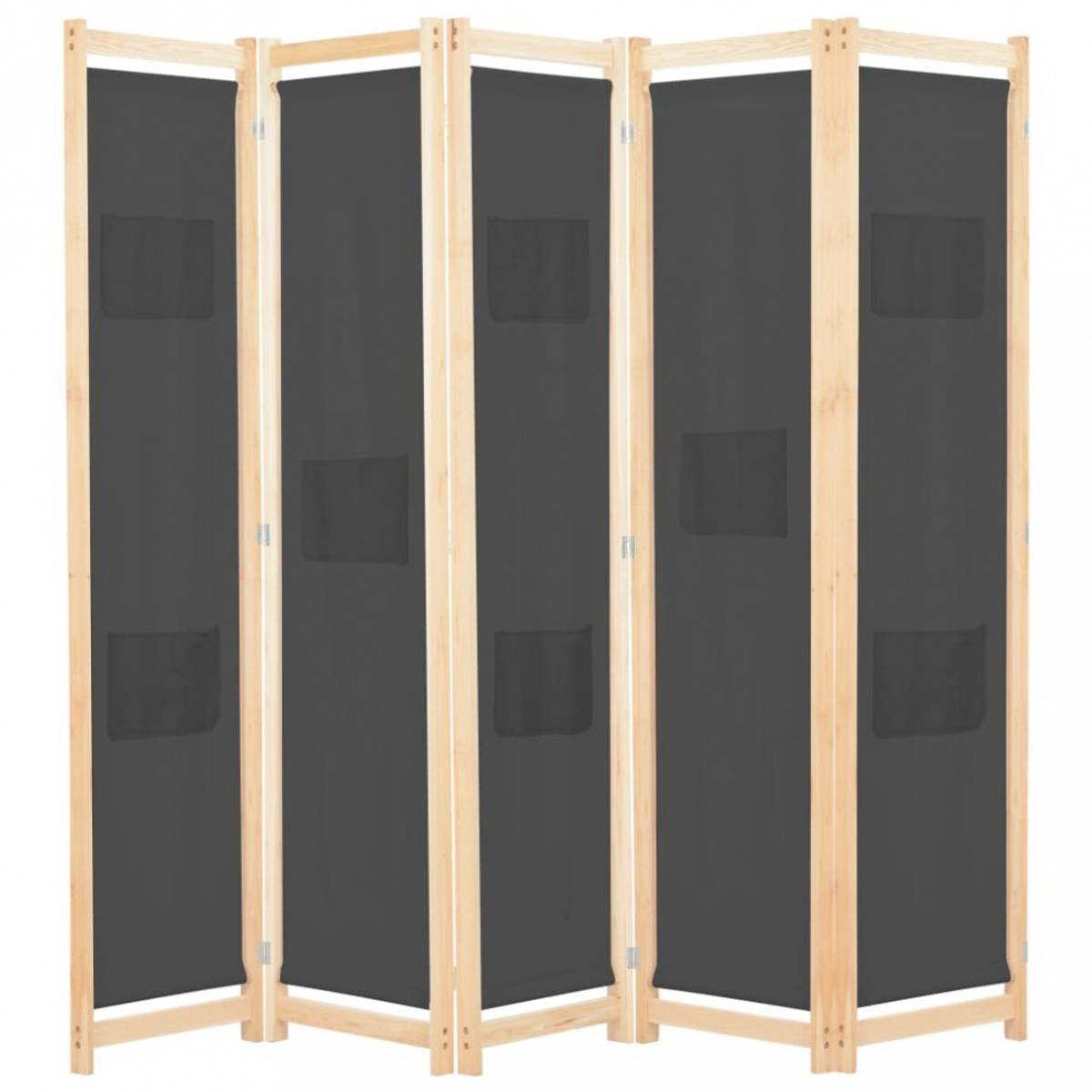 Romdeler 5 paneler 200x170x4 cm - stoff grå
