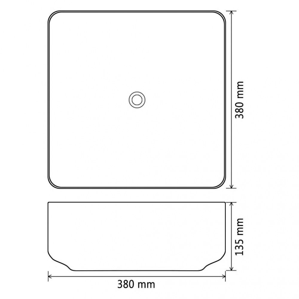 Servant keramisk hvit - 38x38x13,5 cm