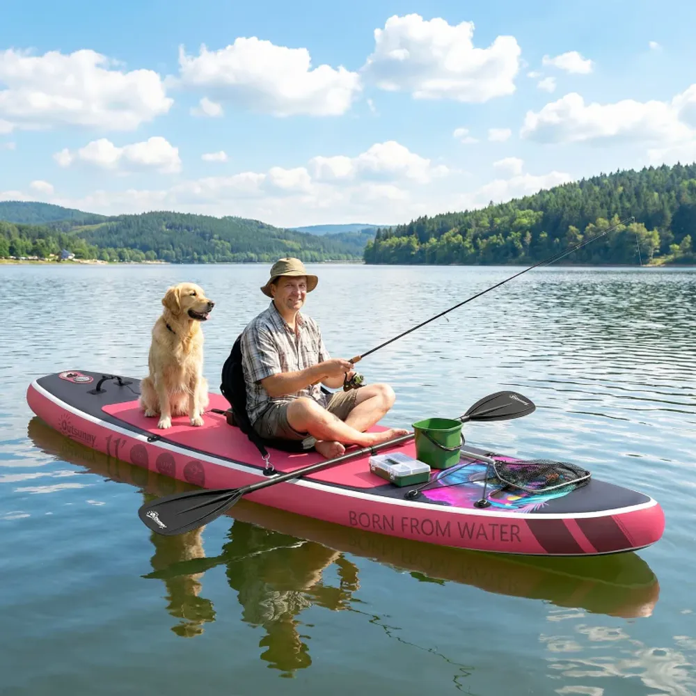 Oppblåsbart SUP-brett 335 cm med sete og padle