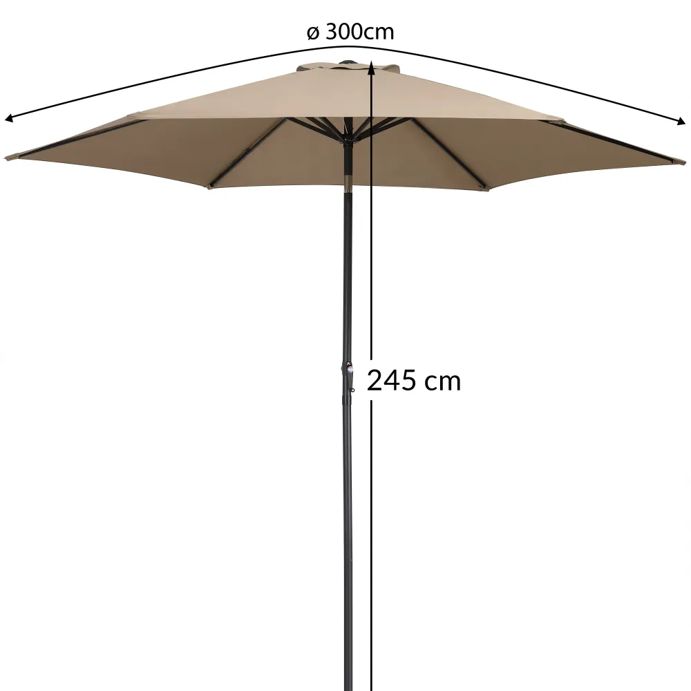 Parasoll m/vipp aluminium Ø300cm - taupe