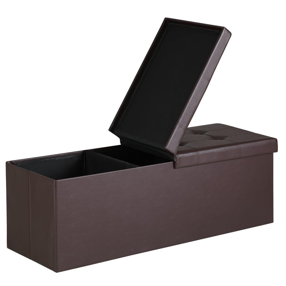 Entrebenk 115x38x38cm med hengslet lokk - brun