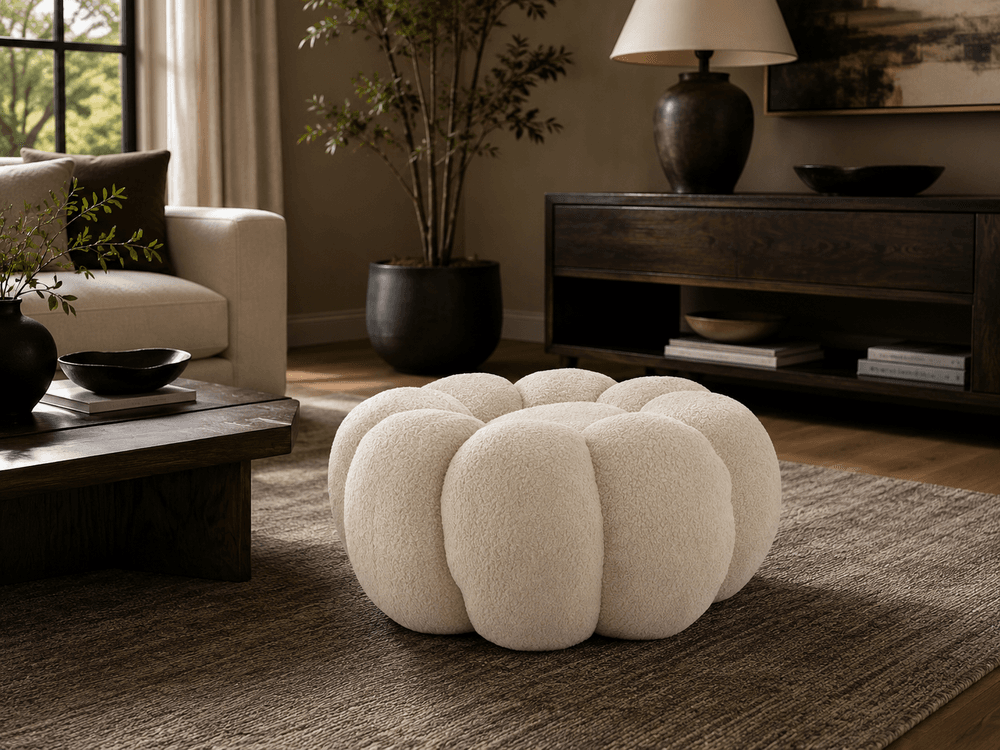 Puff Blomst 65 x 30 cm - Beige