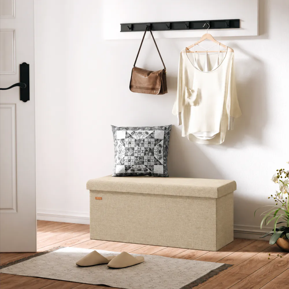 Benk med oppbevaring 80 cm - beige