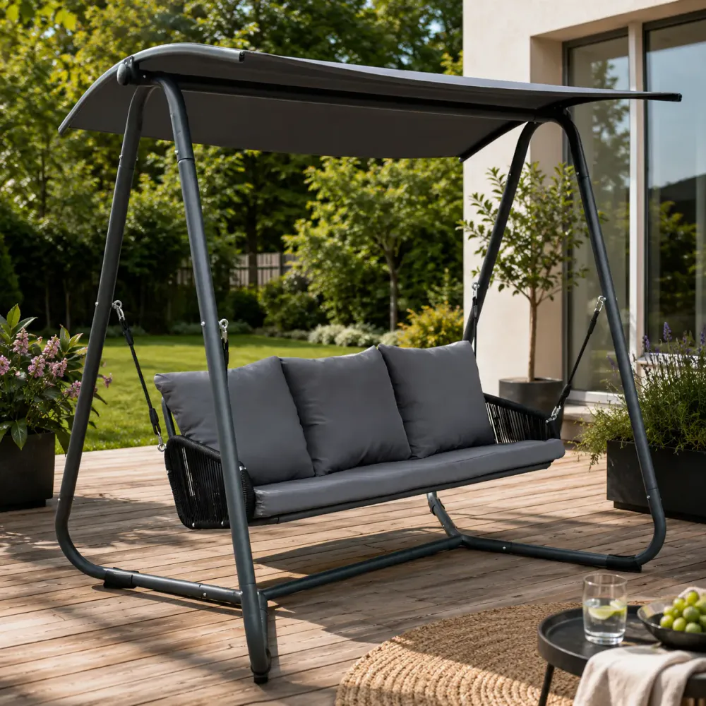 Hammock med avtakbar takskjerm - grå