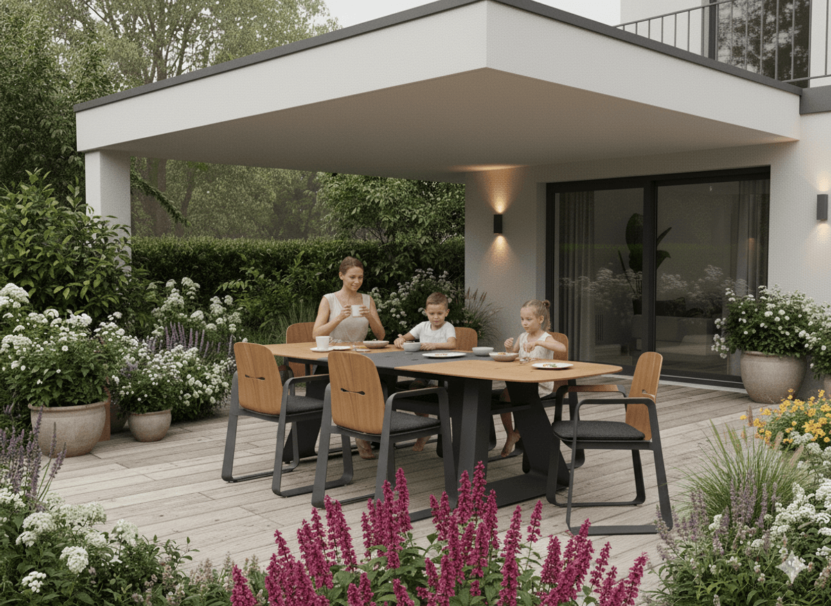 Hagemøbelsett THOMPSON - uttrekkbart bord aluminium