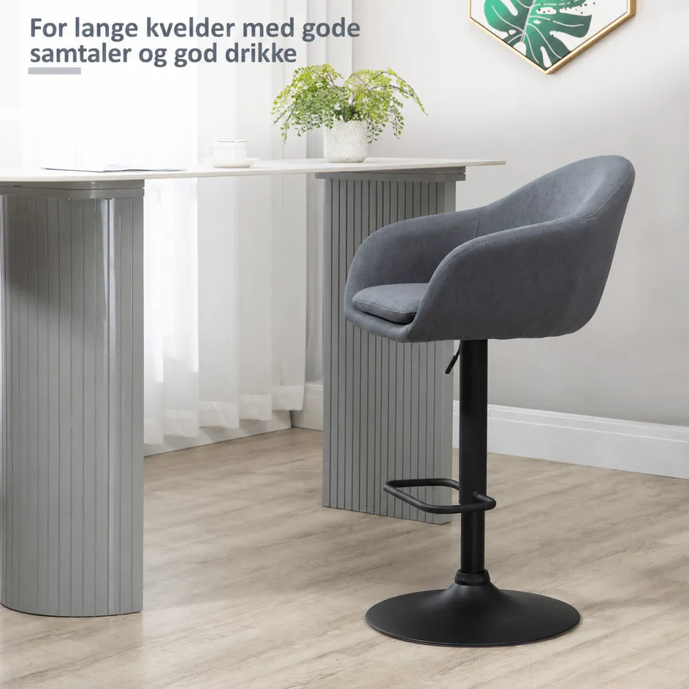 Høydejusterbar barstol - ryggstøtte og fotstøtte – grå