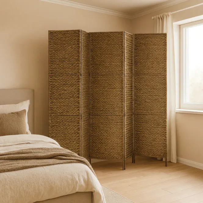 Hovedbilde Romdeler med 5 paneler 193x160 cm - vannhyacinth brun