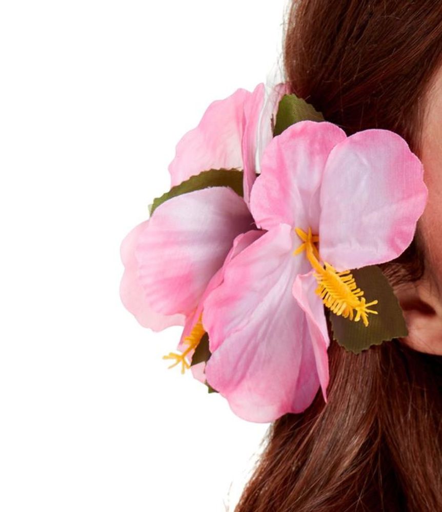 Hawaii blomst hårpynt i rosa