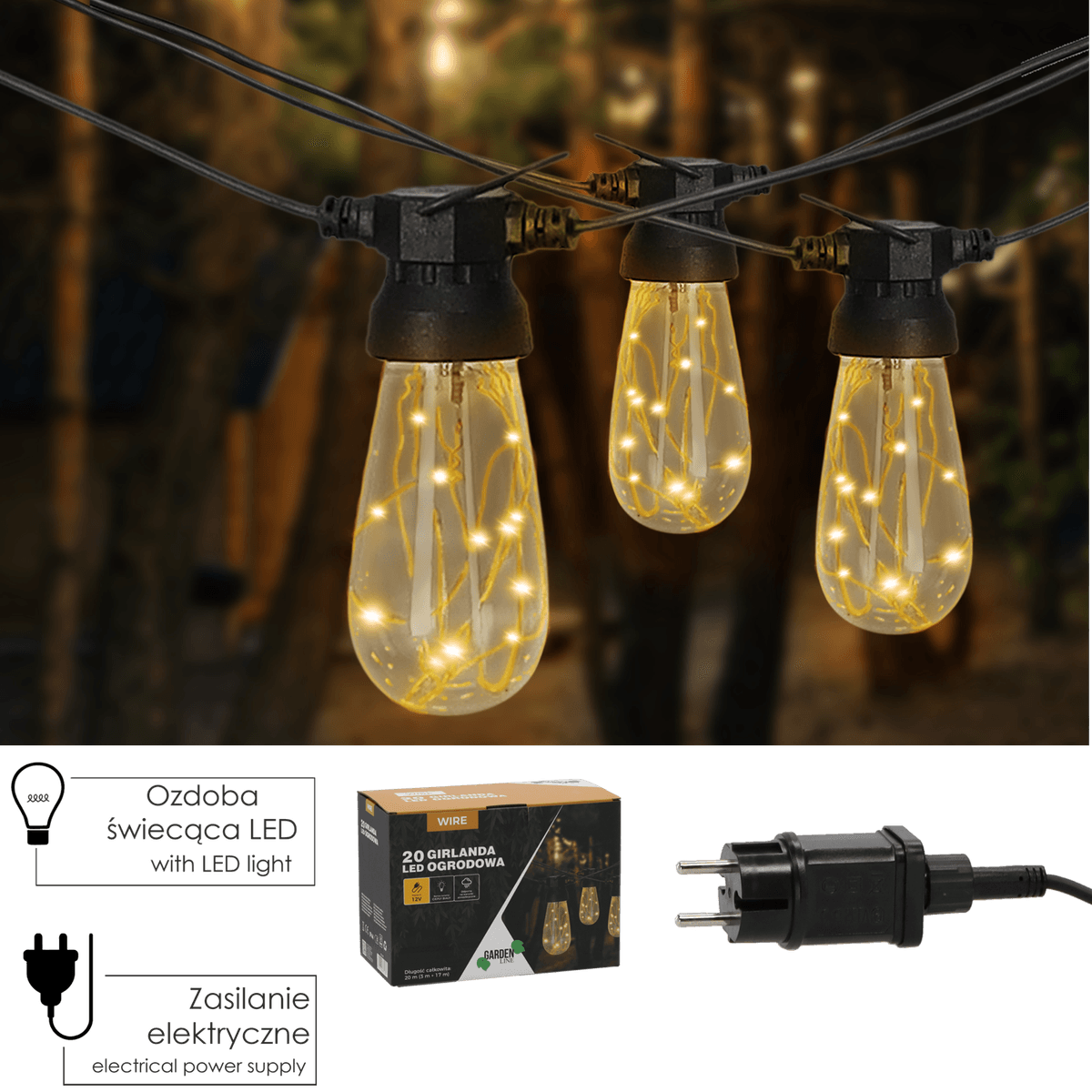 Lysslynge 20 m 20 LED - stemning ute