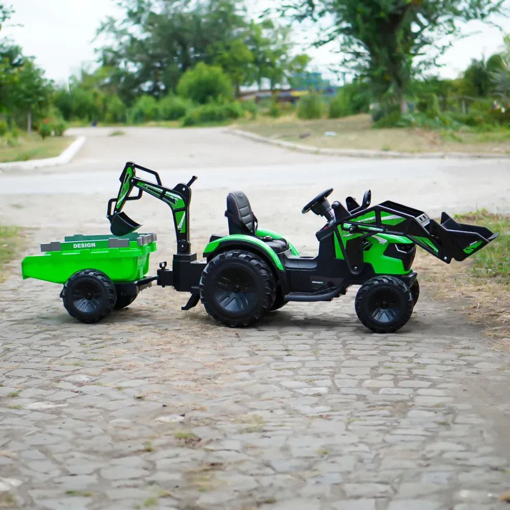 Elektrisk traktor med tilhenger 12V 90W 