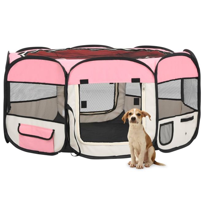 Hovedbilde Sammenleggbar lekegrind for hunder 145x145x61 cm - rosa