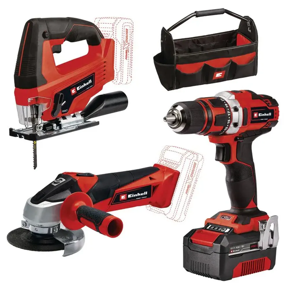 Einhell-maskinsett TE-TK 18/3 Li Kit (JS+CD+AG)