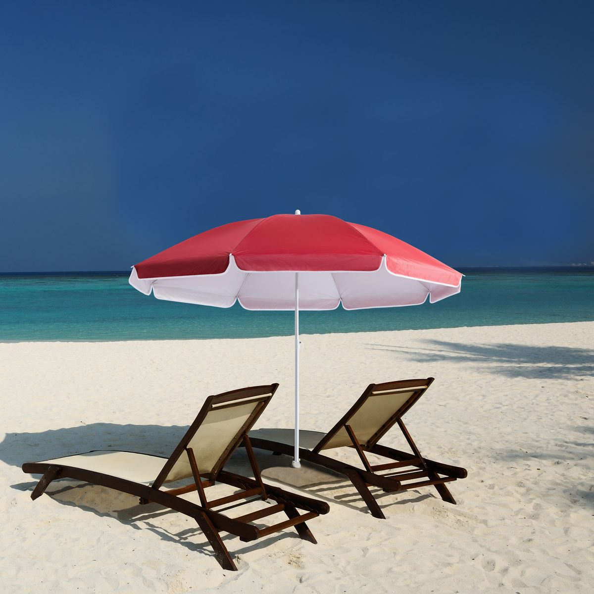 Strandparasoll KYPROS 180cm med vippefunksjon - rød