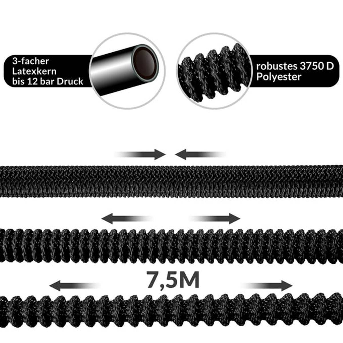 Hageslange 7,5m fleksibel sort