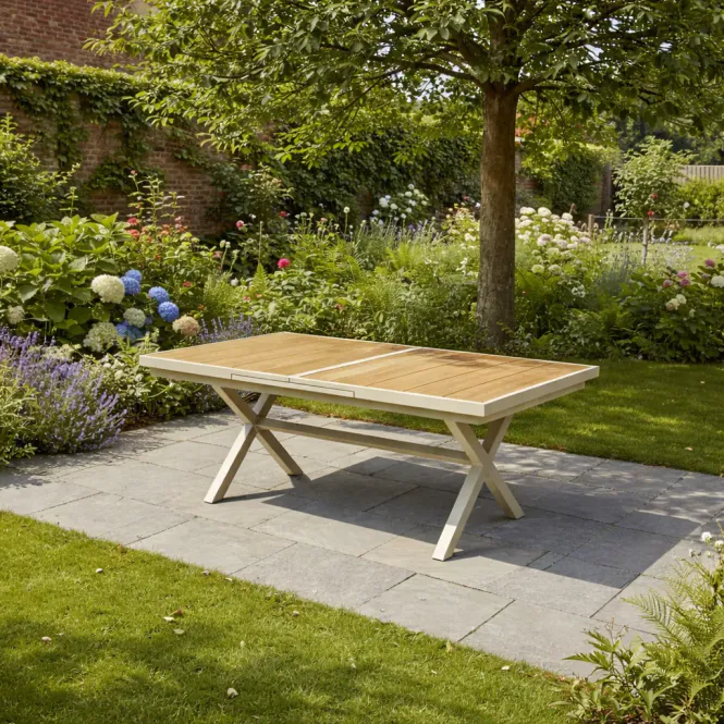 Hovedbilde Aluminium hagebord uttrekkbart 180/240 × 90 × 76 cm, beige