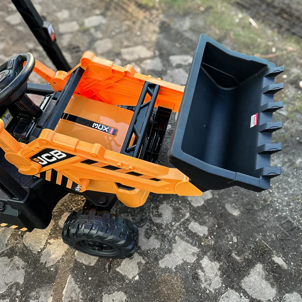 Elektrisk JCB-traktor for barn med frontlaster – 12V 70W – Gul