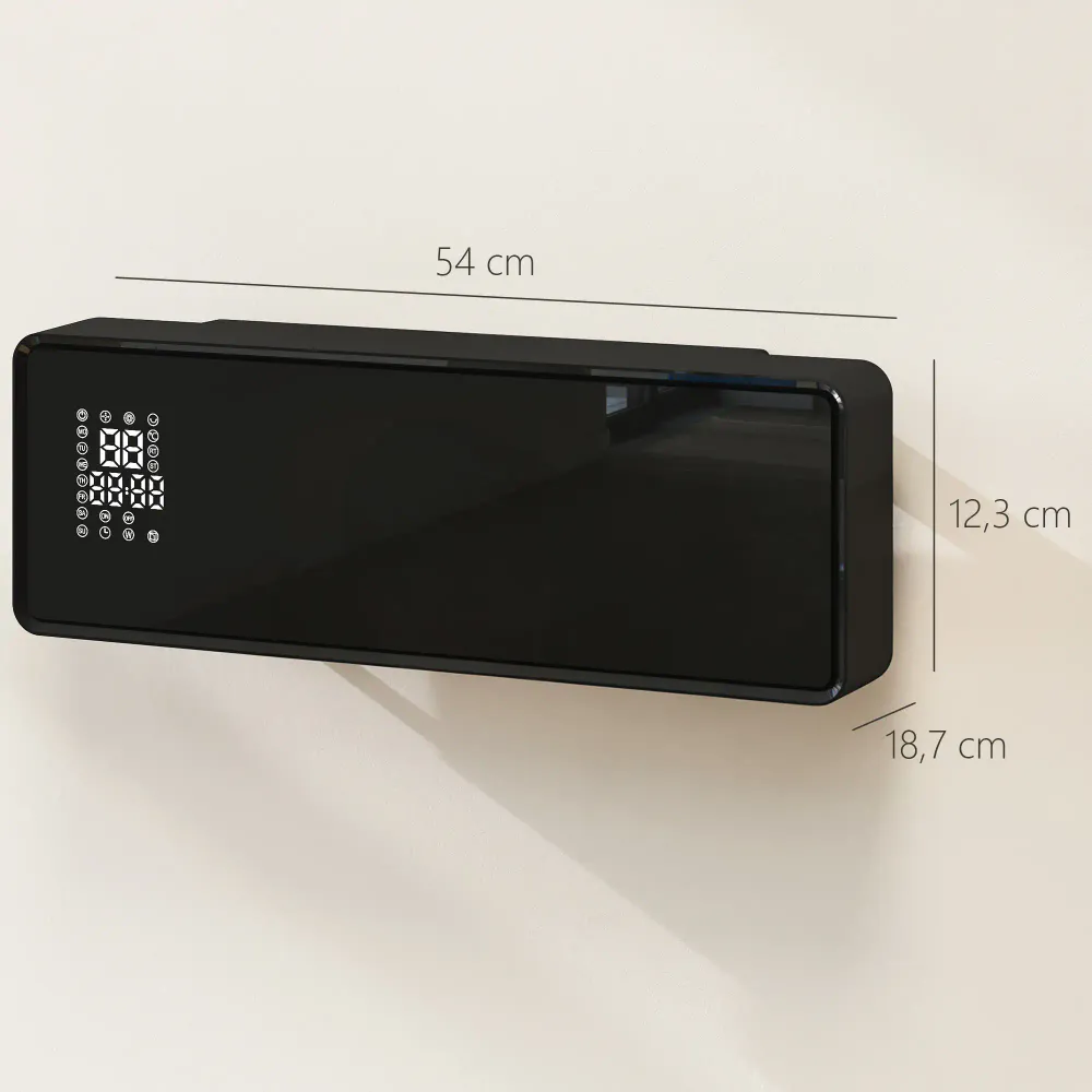 Veggmontert keramisk vifteovn - 2000 W, hvit eller svart