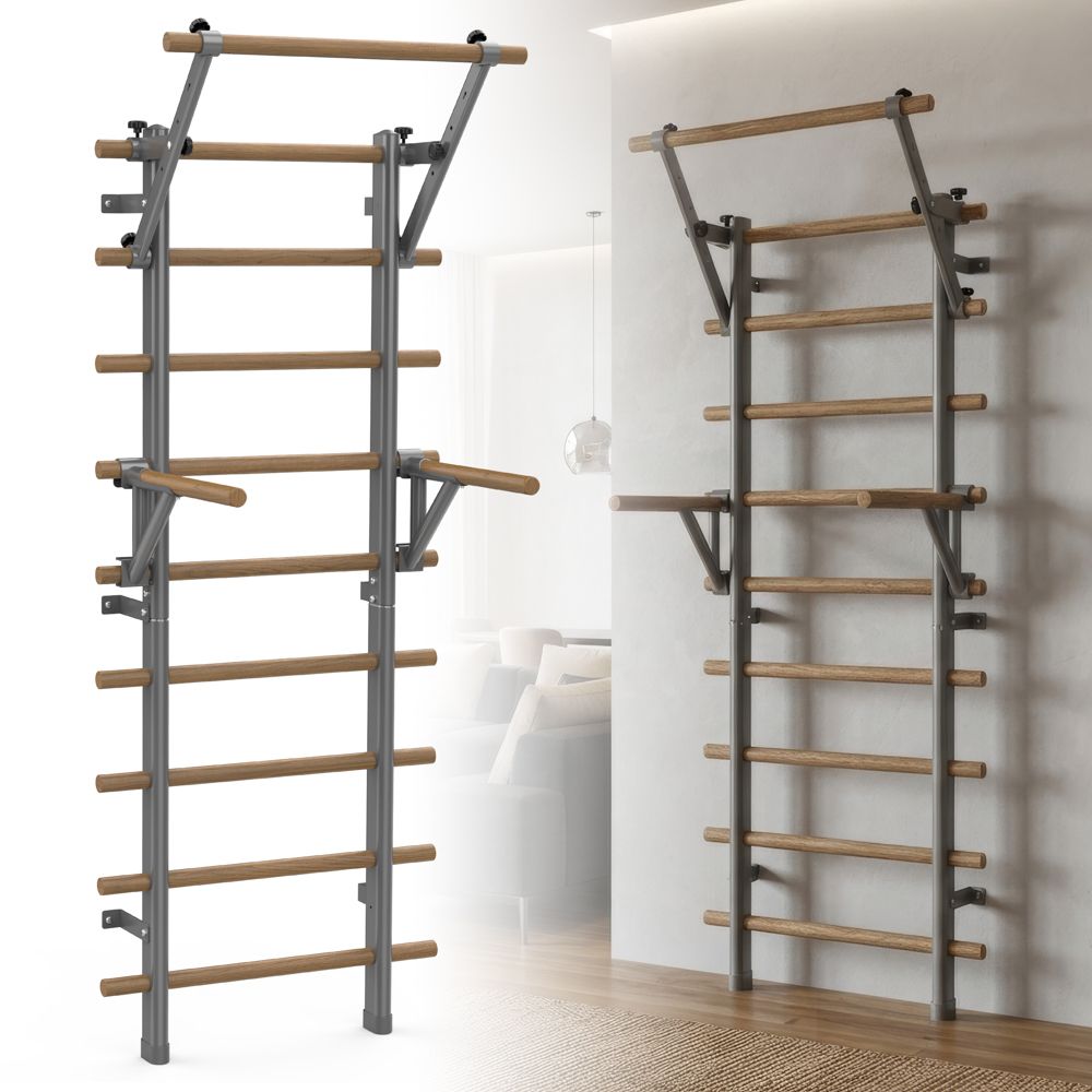 Ribbevegg 199 × 80 cm med Pull-Up Bar og Dipsstativ inSPORTline Wootaline