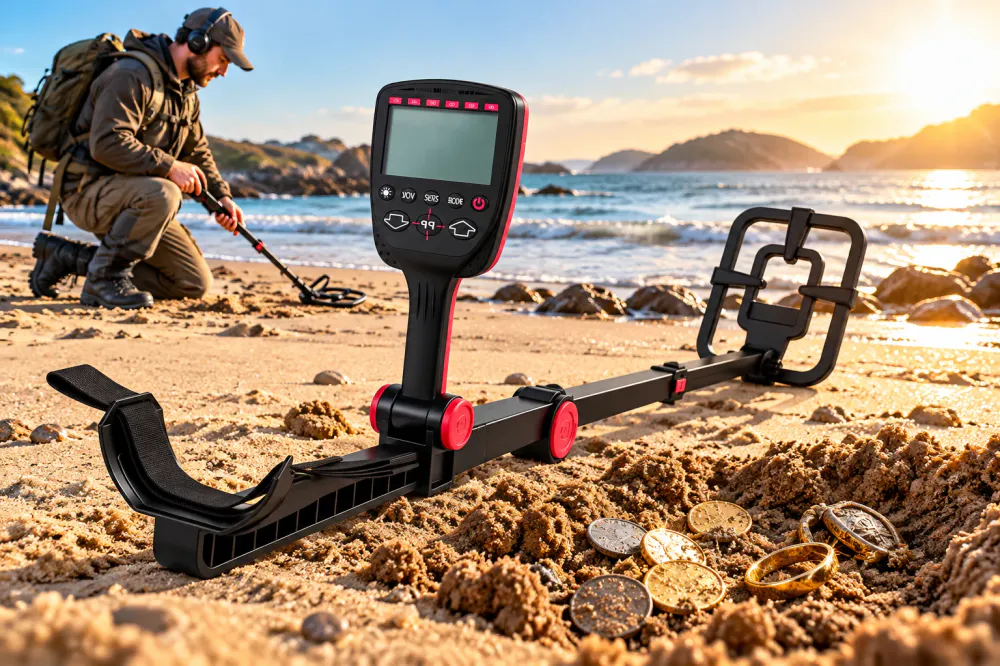 Sammenleggbar metalldetektor med LCD og IP68