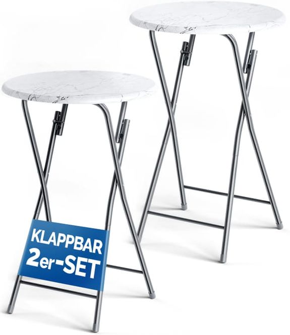 Hovedbilde Klappbart barbord 2-pk, hvit marmoroptikk Ø60 cm