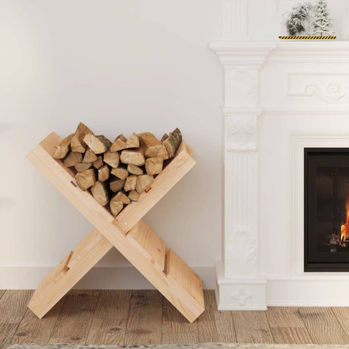Vedstativ 47x39,5x48 cm heltre furu - natur